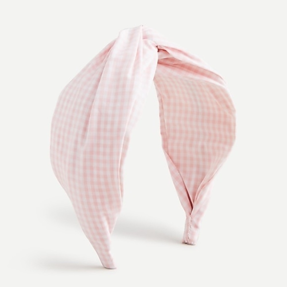 J. Crew Pink Gingham Turban Headband